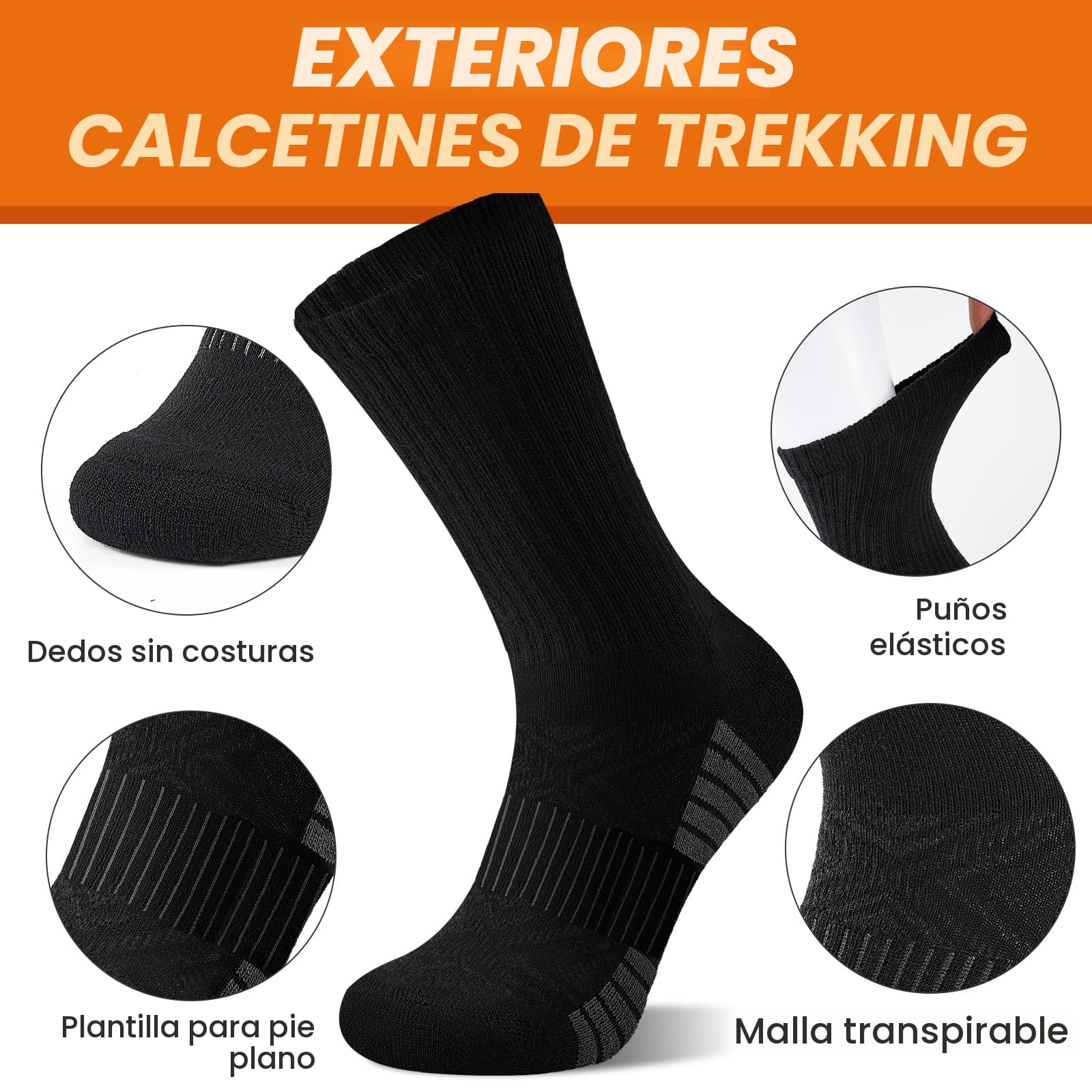 Calcetines de merino para hombre y mujer, 3 pares, térmicos transpirables, invierno, suaves para senderismo
