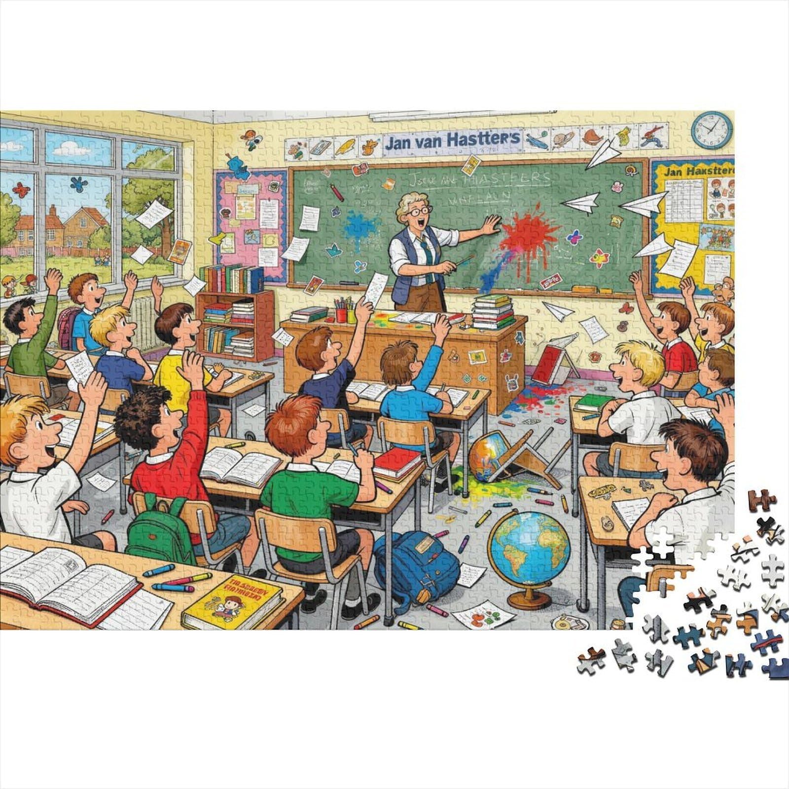 Primary School Classroom Wooden Jigsaw Puzzle Waterproof 1000 Piece Puzzles for Adults Gifts Challenging And Brainteasing Educational Games — image 1