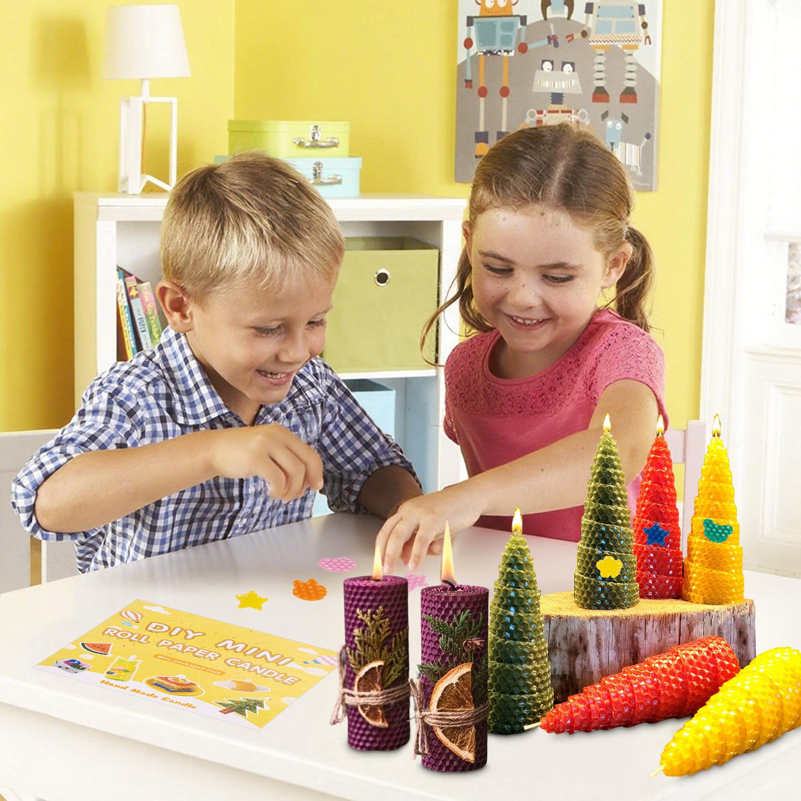 Bienenwachsplatten für Kerzen 12 Stück, 20x20 cm Wachsplatten Regenbogen zum Verzieren von Kerzen für Selbstgestalten, Kerzenwachs Platten für Ostern & Kommunion mit Formen, Kinderscheren & Anleitung