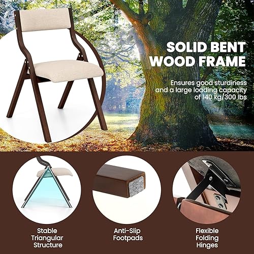 Miniatura 9 de LDAILY Moccha - Silla plegable, sillas de comedor plegables sin montaje con almohadillas deslizantes, sillas plegables con asientos acolchados de