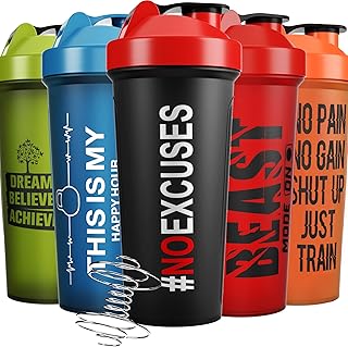 Sponsored Ad - JEELA SPORTS [5 PACK] Protein Shaker Bottles for Protein Mixes -24 OZ- Dishwasher Safe Shaker cups for prot...