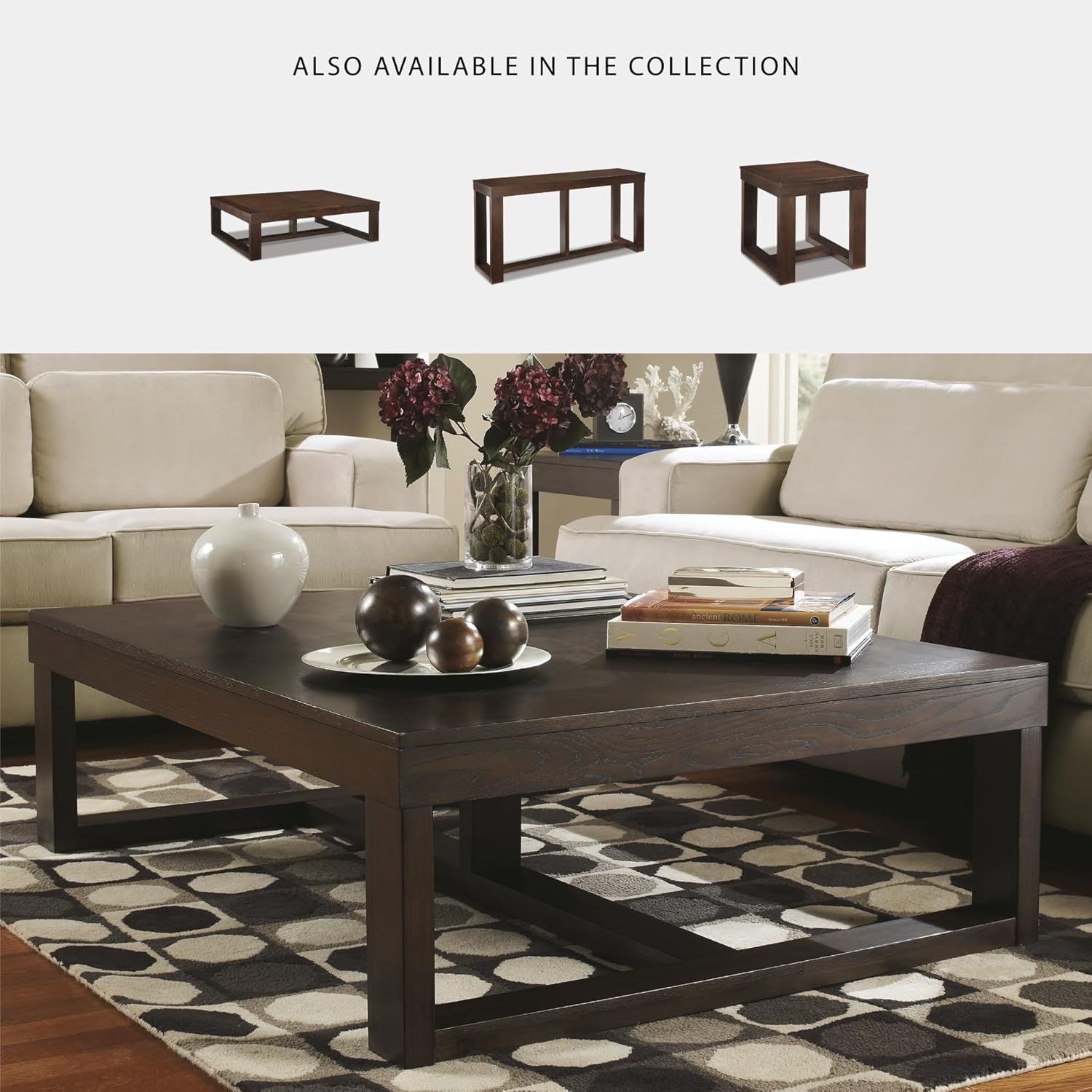 Signature Design by Ashley Watson Oversized Distressed Coffee Table, Dark Brown