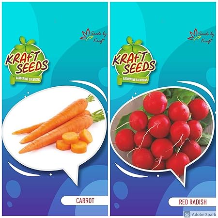 Kraft Seeds Patio 2 in 1 Carrot Kuroda and Red Radish Seed Packet