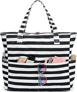 LEDAOU Waterproof Sandproof Beach Tote Bag for Women - Zipper Closure, Wet Pocket, 36L Large Capacity for Pool, Gym, Travel, Grocery
