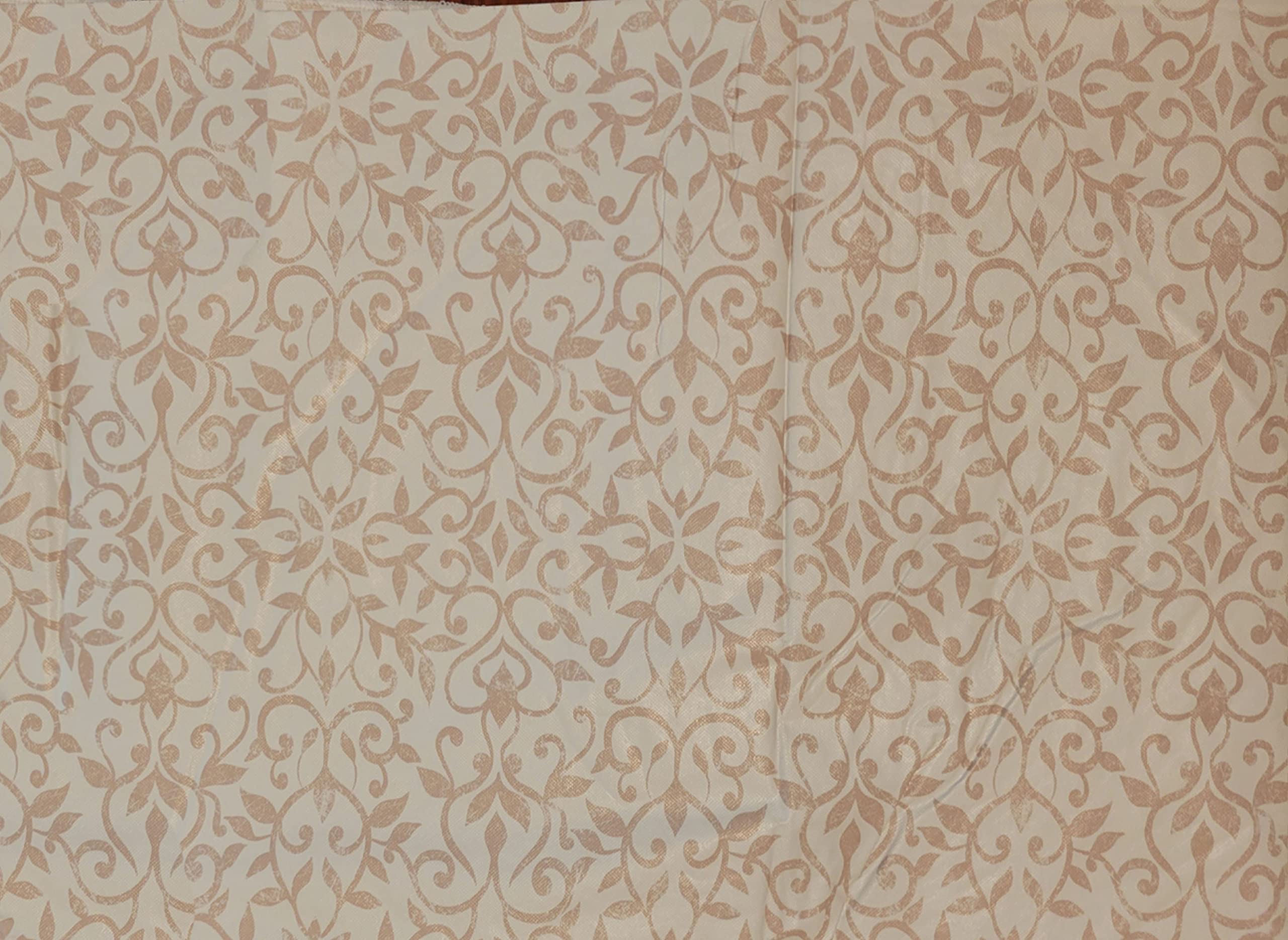Zen Creative Designs Plastic PVC Material Fabric by The Yard 58 Inch Wide/Nonslip Flannel Backing/Meduim Weight Fabric/Craft & Sewing Material (1 Yard, Floral Vines Beige)