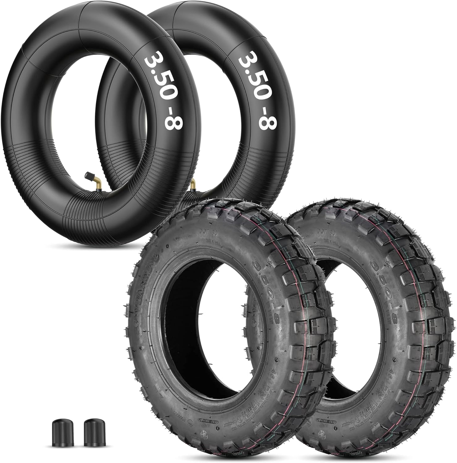 RUTU 3.50-8 Tire with Inner Tube -fit Monkey Bike Z50 Z50A Z50R Z50RD MT50 Mini Trail & Off-Road Bikes - TR87 Bent Valves - Anti-Explosion & Puncture-Proof Inner Tubes