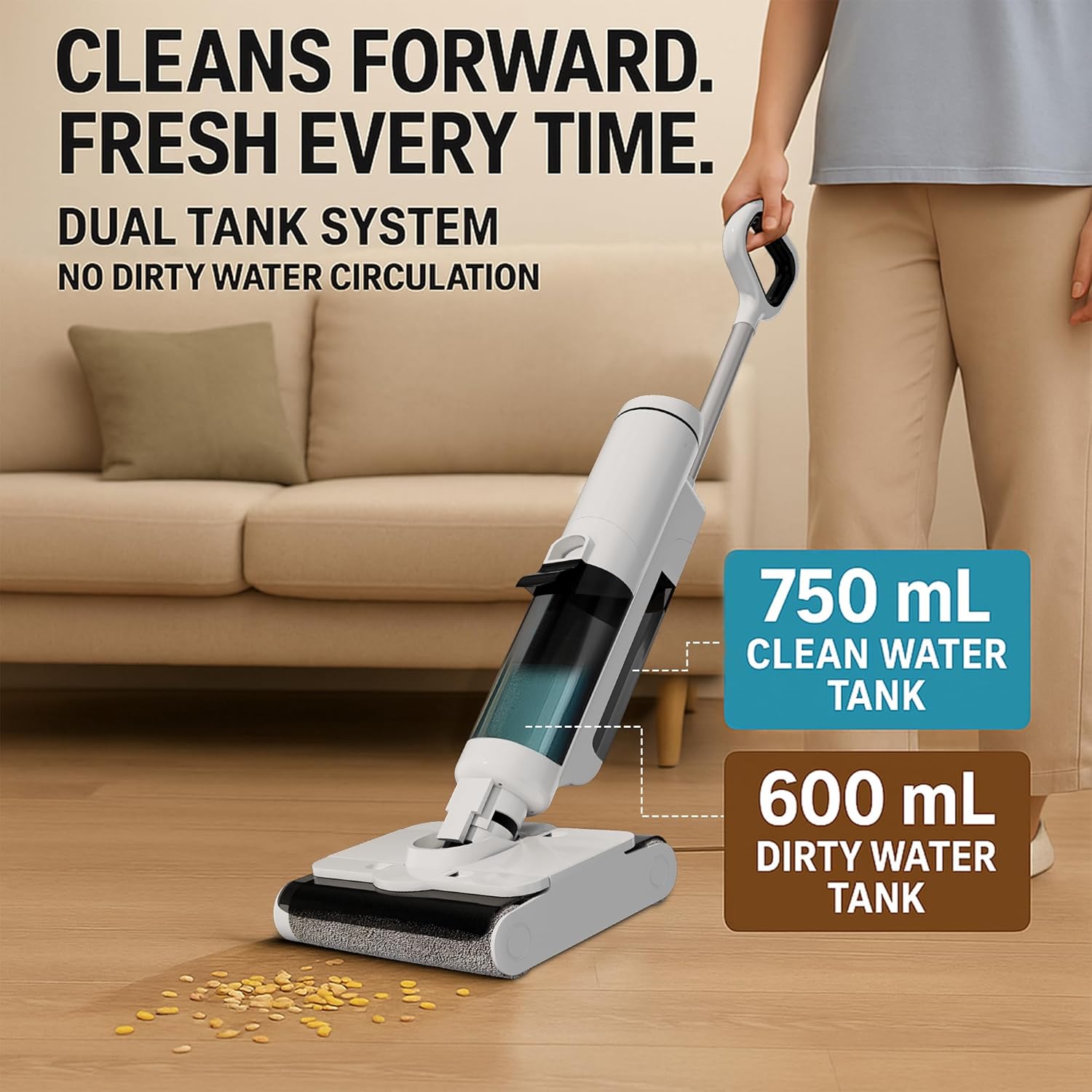 S7 Cordless Vacuum Cleaners for Home, Long Run Time Wet Dry Vacuum Cleaner with LED Screen - Dual Rollers 16KPa, 250W Powerful Suction, Auto Self-Cleaning Rechargeable Vacuum Cleaner for Carpet