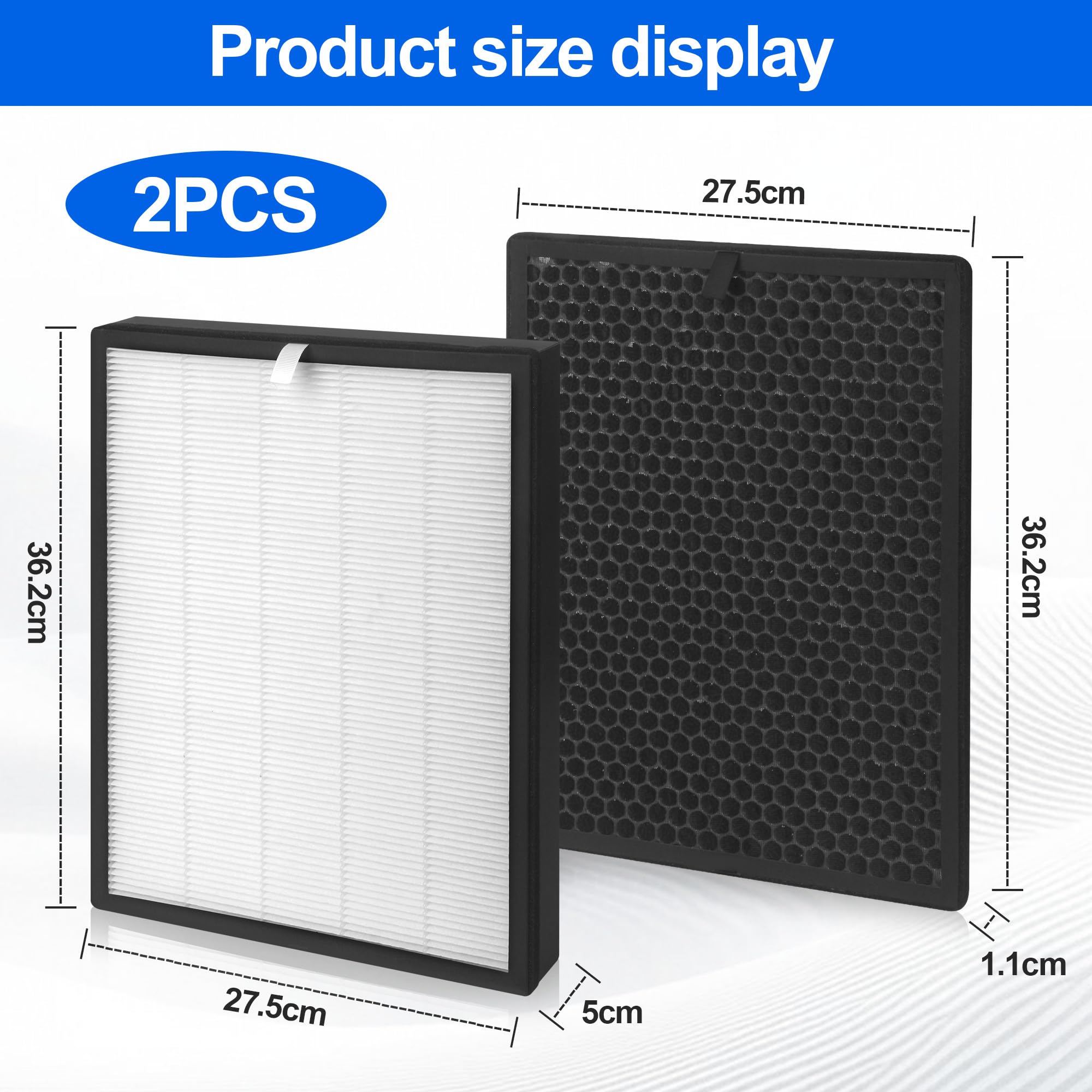 2 pezzi Sostituzione per FY2420/30 e FY2422/30 per Purificatore D Aria di Philips, Compatibile con AC2882 AC2887 AC2889 AC3829 Serie 2000 e 3000,Set con 1 Filtro HEPA e Filtro a Carbone Attivo Premium