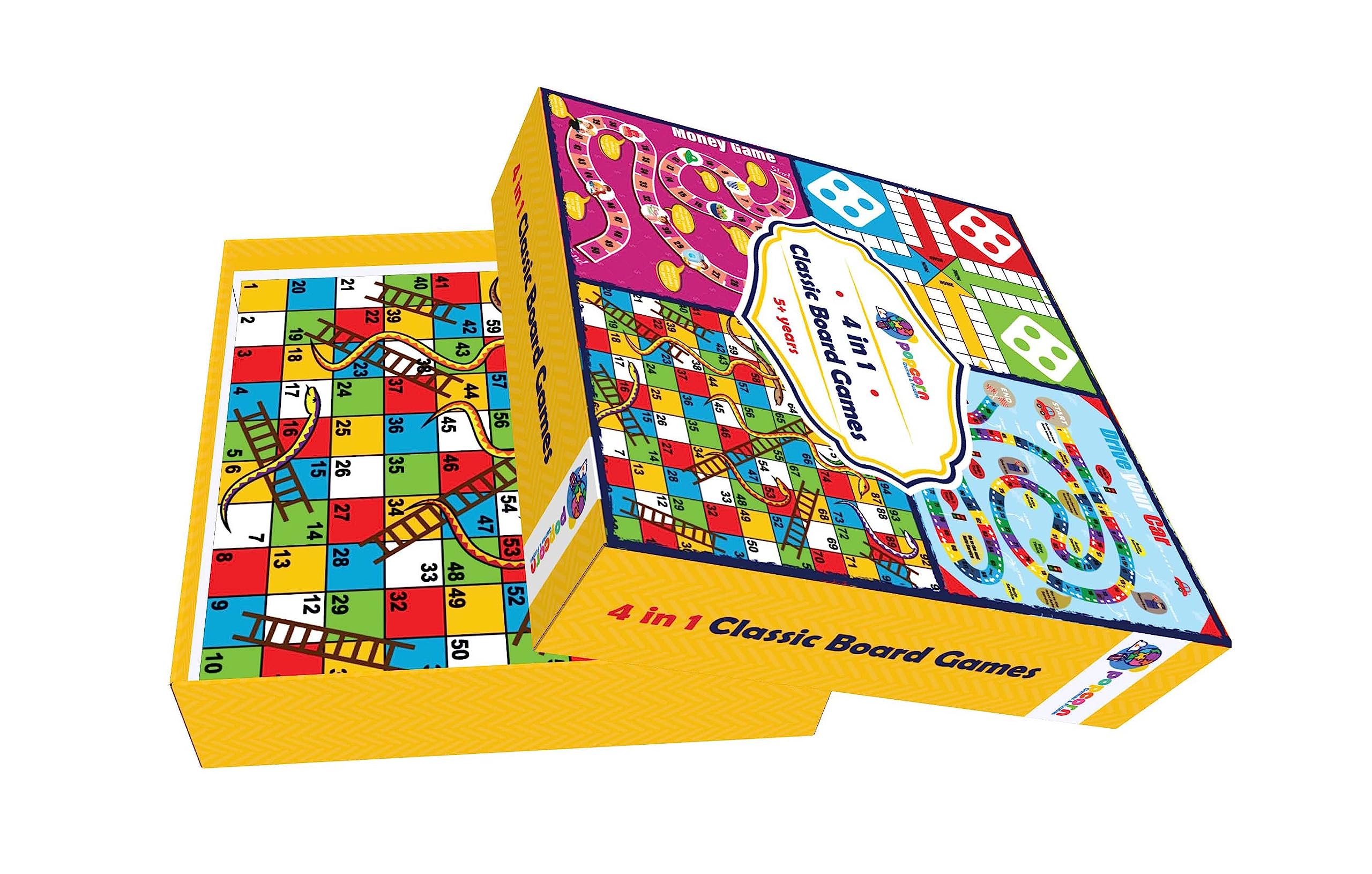 Buy Popcorn Games & Puzzles 4 in 1 Classic Board Games for Smart Kids ...