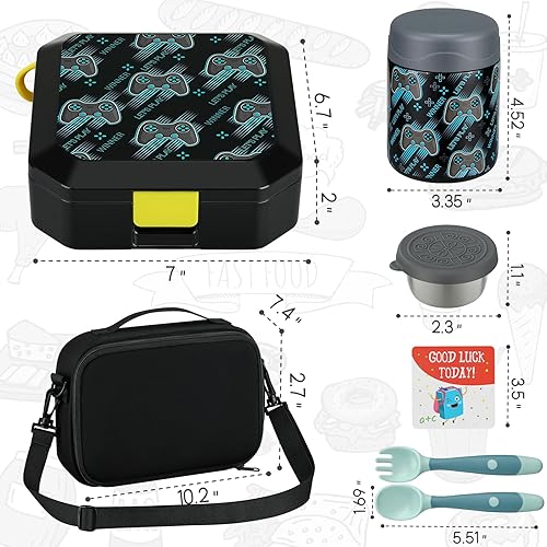 Miniatura 6 de Itslife Juego de lonchera Bento para niños con bolsa térmica de sopa y lonchera de 12 onzas, recipientes de comida a prueba de fugas para la escuela