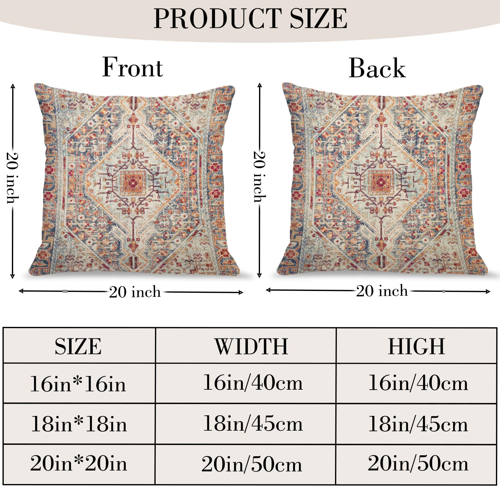 Estilo Rústico Juego De 2 Fundas De Almohada Bohemias Vintage - Estilo Alfombra Persa En Lino Y Algodón 20x12 Pulgadas Decoración Hogar Rústica