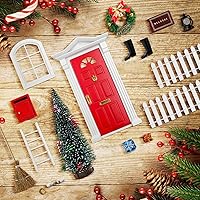 Vista 5 de Muebles de casa de muñecas 19 piezas de puerta de hadas en miniatura con árbol de Navidad y accesorios de Navidad, decoración de Navidad, puerta