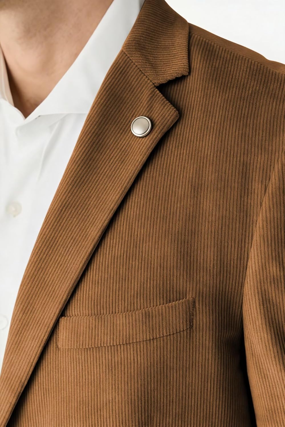 Men's Corduroy Blazer Business Casual Suit Jacket Two Button Notch Lapel Sport Coat with Elbow Patch - Image 4