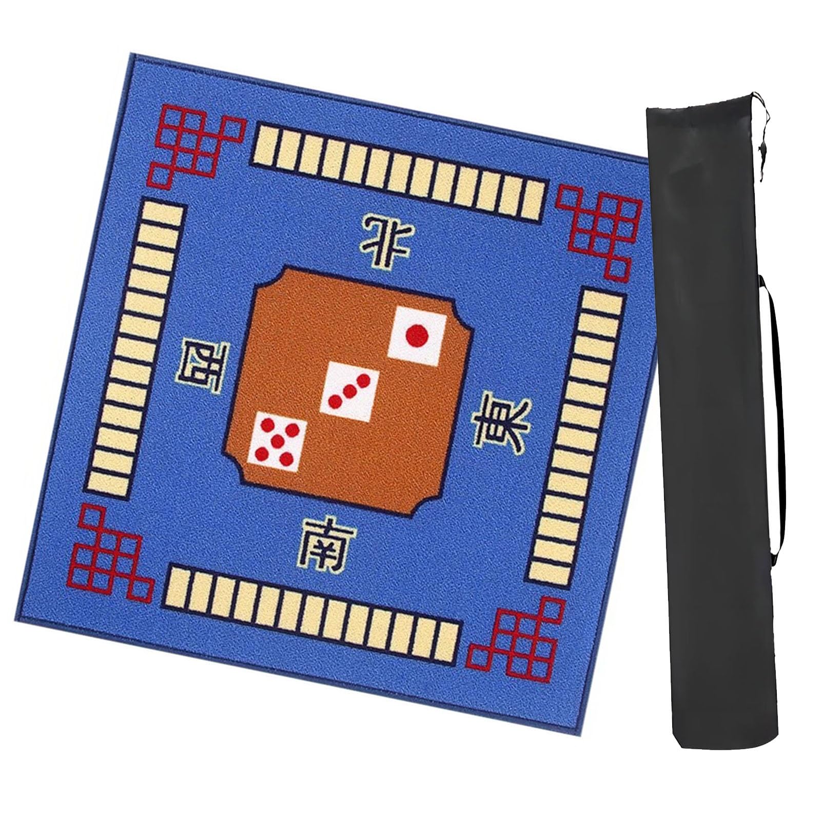 zestaw do gry mahjong, Kwadratowa mata na stół Mahjong, zagęszczona antypoślizgowa mata do kart do gry do gier karcianych w pokera Gry planszowe Gry Mahjong w kafelkach (kolor: niebieski, rozmiar: 32,