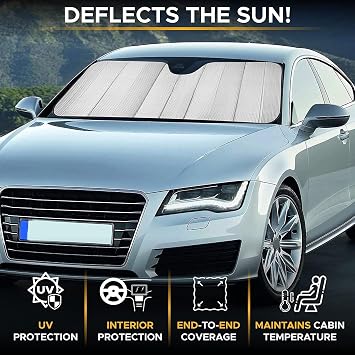 Car Sunshade Windshield Car Glass Sunshade UV Protection and Heat Reduction Car Sunshades Vehicle Canopy In-Car (WITH GIFT SUCTION CUP)