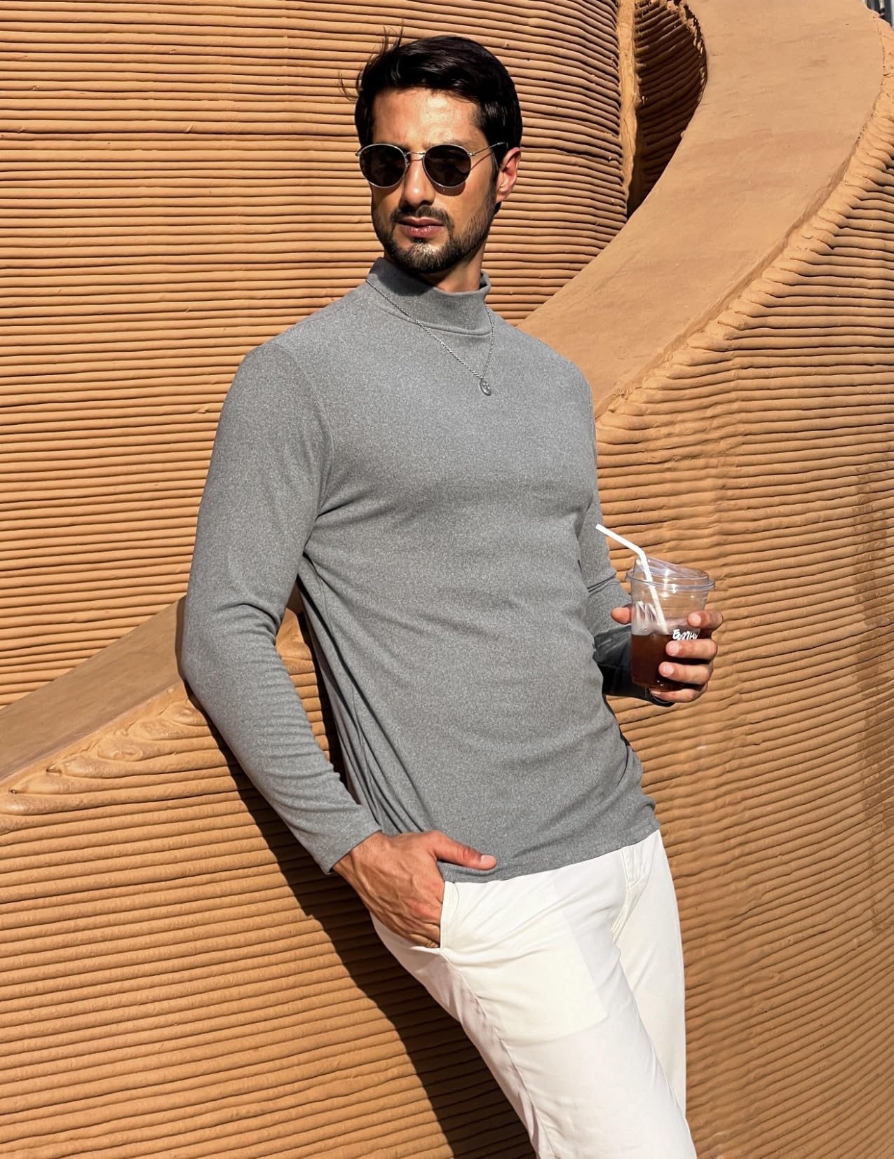 Ekouaer 2pcs Maglia Termiche da Uomo Invernale Biancheria Intimo Termica a Maniche Lunghe a Collo Alto S-3XL | Micropile per la stagione fredda, colletto alto