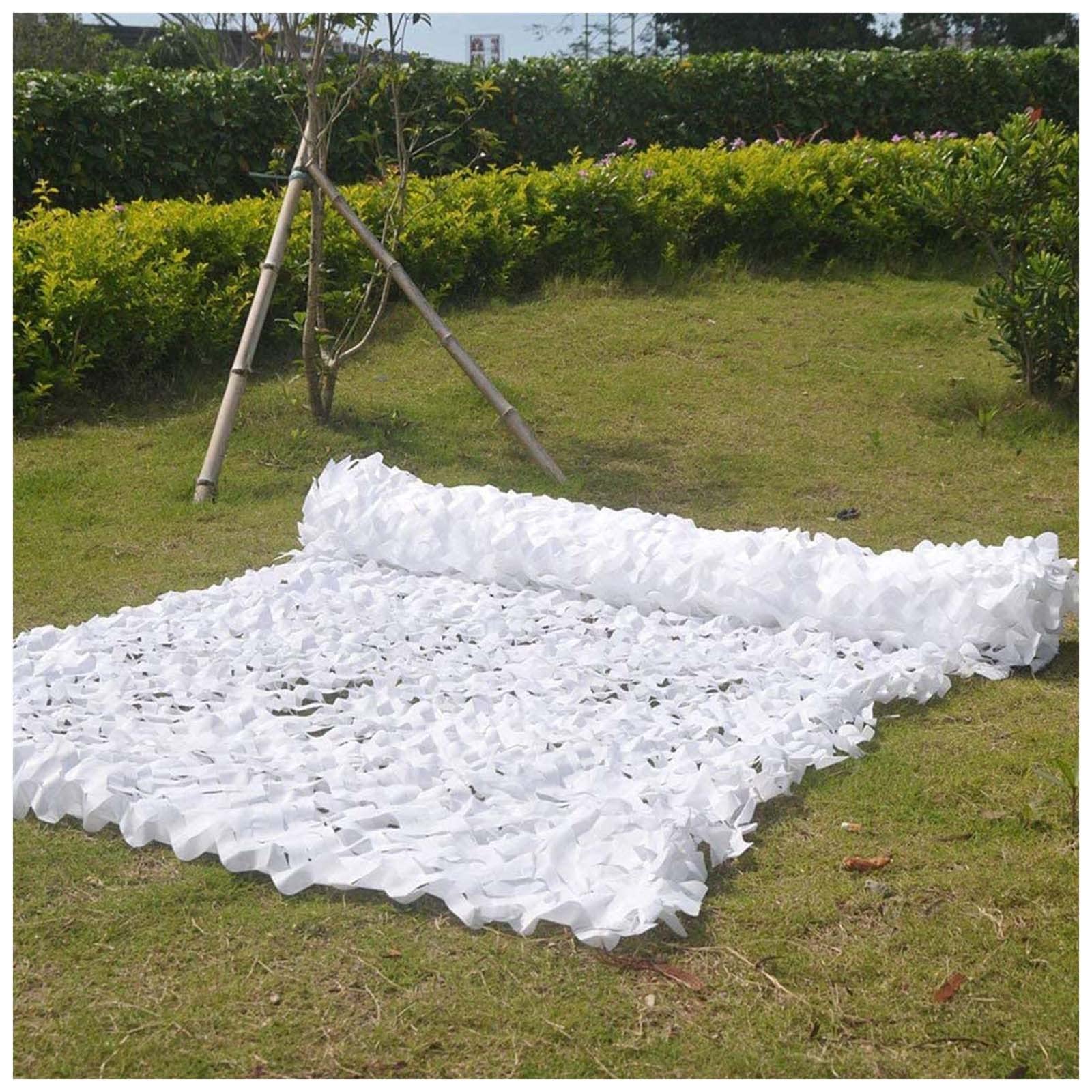 Rete Mimetica Protezione Solare, Camouflage Net Militare, Copertura per Rete Ombreggiante Esterni per Caccia/Decorazione/Anti-UV, Rete Mimetica Grande 4x6/5x7/8x10m, Bianca,2x5m(6.6 * 16.4ft)