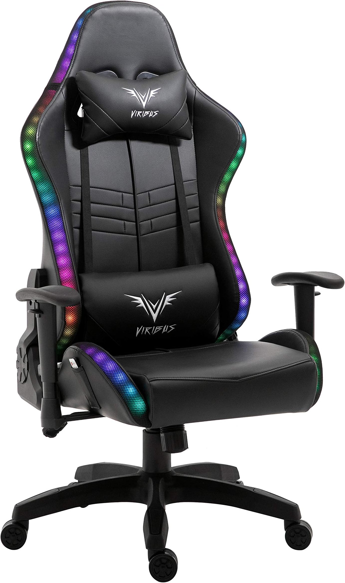 VIRIBUS X1 Office Gaming Chair with 12-Colour LED Light (Black & Black)