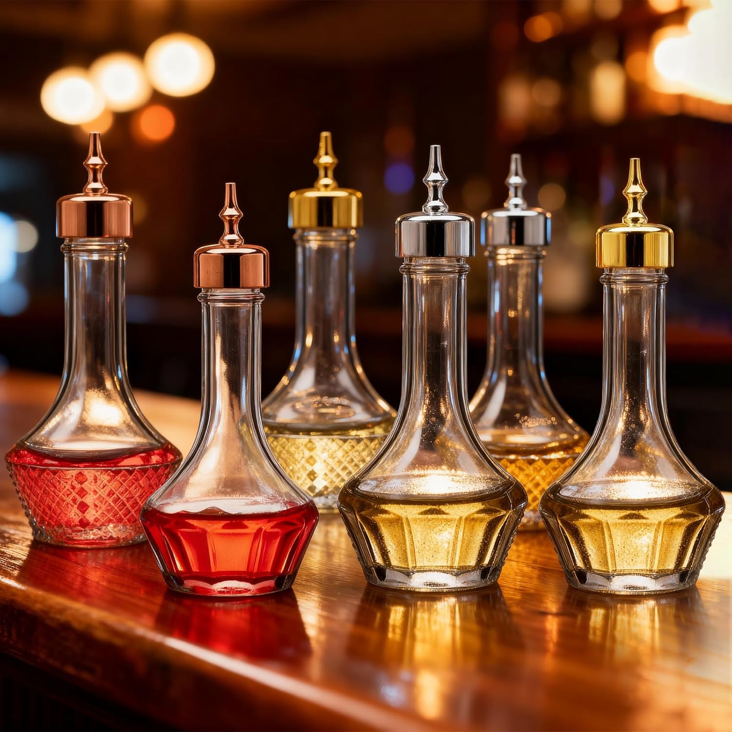 12PCS Bitters Bottle Set with Dasher Tops, 1.7oz Glass Dash Bottles for Cocktails, Professional Bartender Accessories, Empty Display Bottles for Bar and Home Use