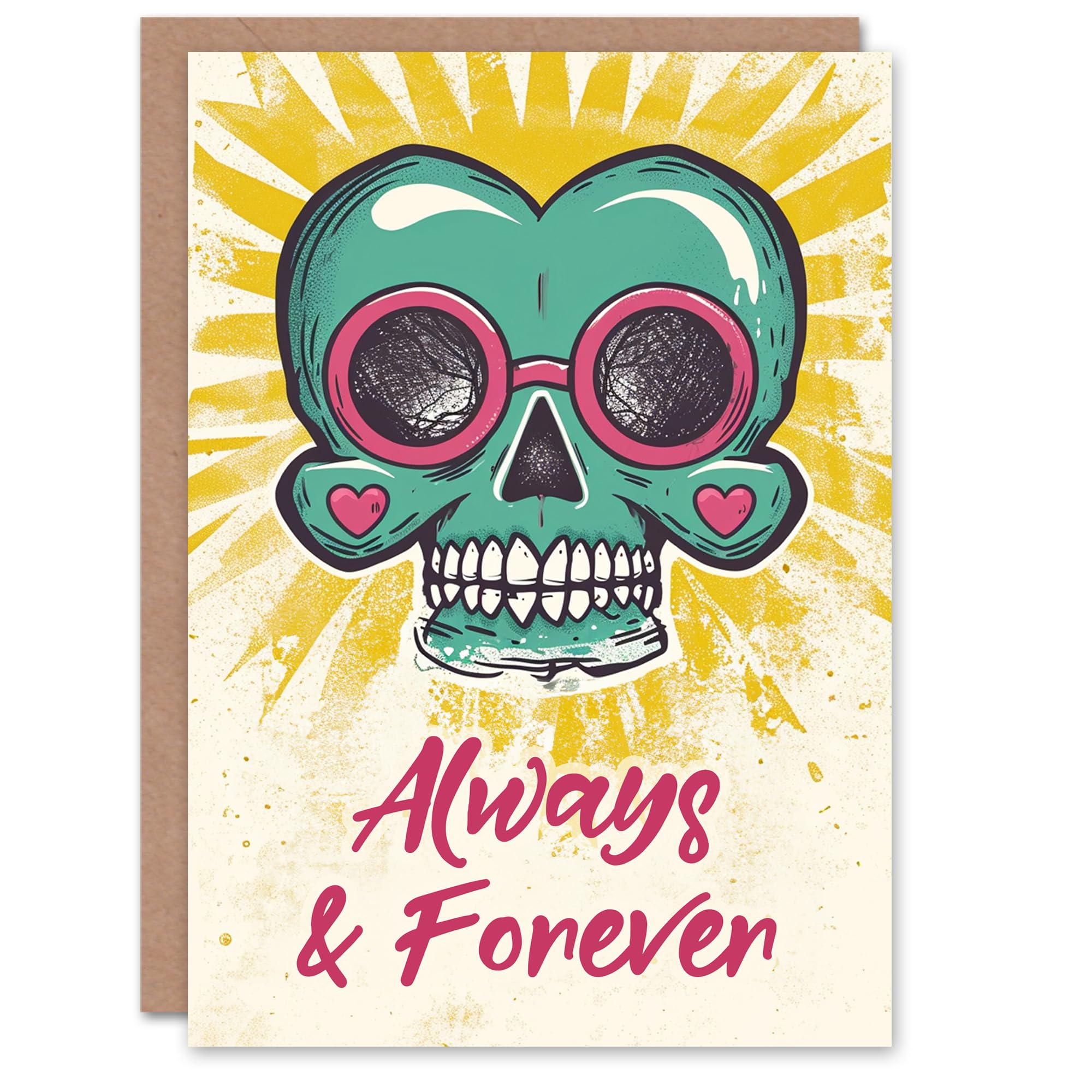 Artery8 Valentines Day Greeting Card Always Forever Cool Skull For Her Wife Partner