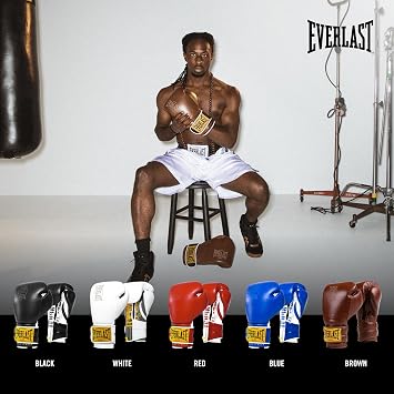 Everlast 1910 Classic Leather Training Punch Bag & Pad Gloves Triple Padding Ergonomic Grip - Original Everlast