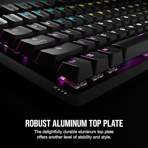 Vista 5 de CORSAIR Teclado mecánico K70 CORE RGB para juegos, interruptores lineales rojos Corsair MLX prelubricados, amortiguación de sonido, dial de control