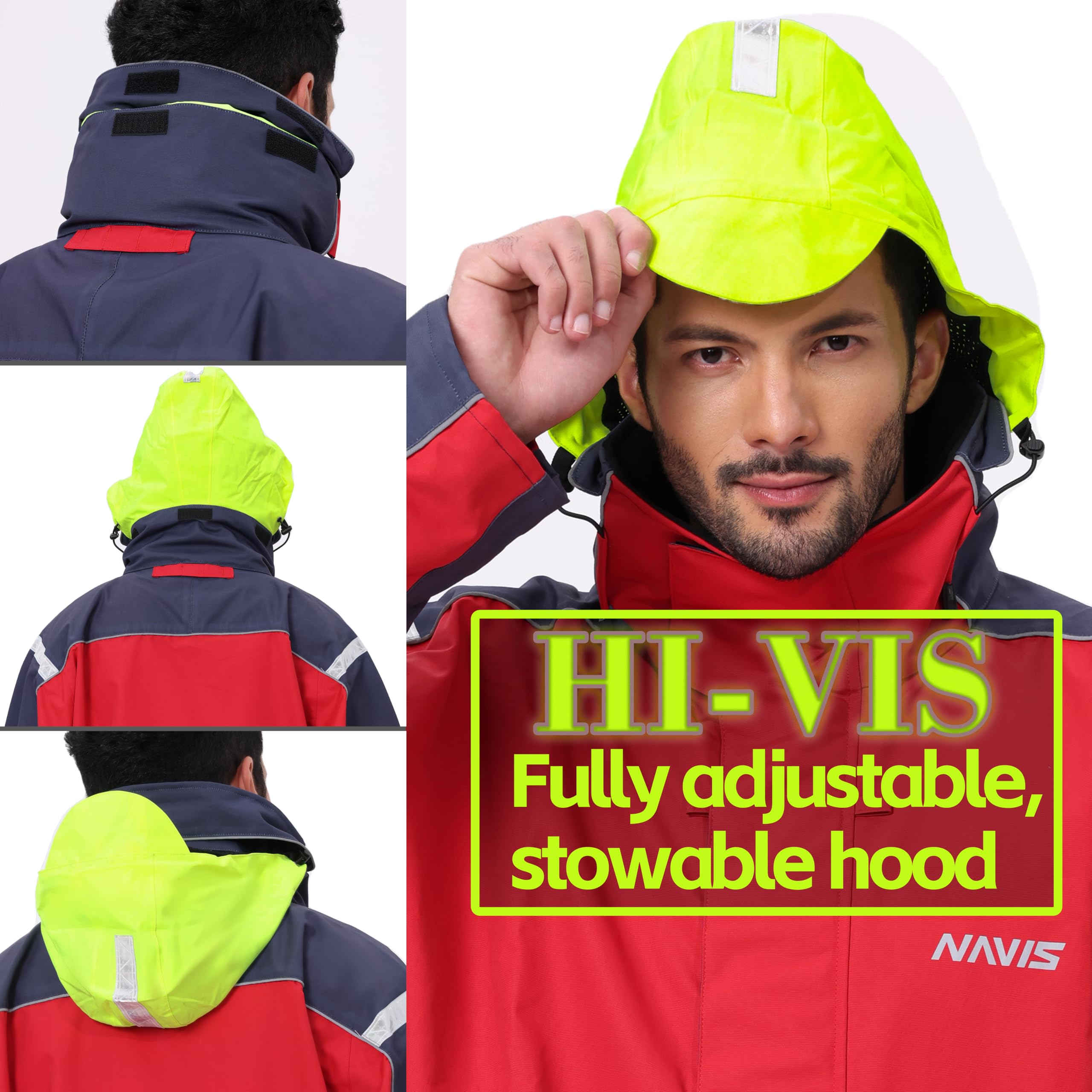 Segeljacke Herren Wasserdicht – Offshore Segelbekleidung mit verstellbarer Latzhose, atmungsaktives Ölzeug für Küsten- und Hochseesegeln, Sailor NS-147