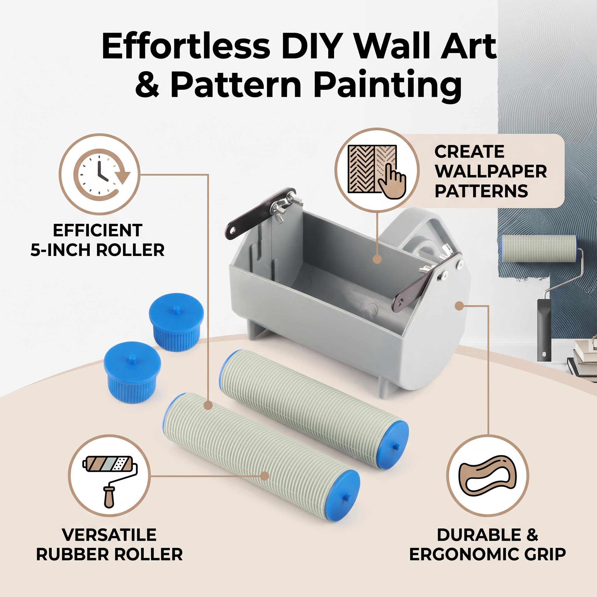 Máquina de Pintura para Decoración de Paredes del Hogar, Bricolaje, con Cepillos Giratorios, Gran Herramienta para Pintar Paredes