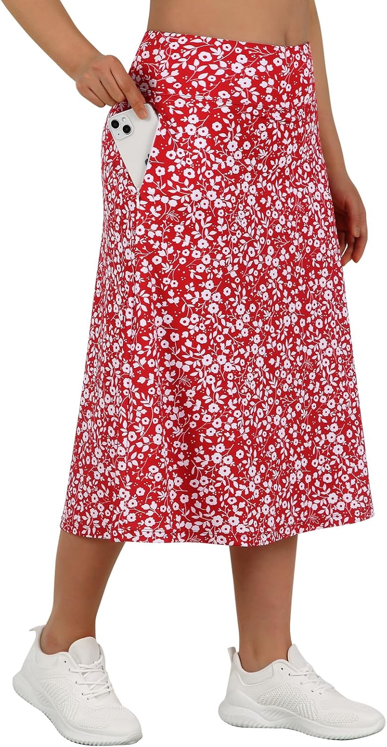 ANIVIVO Women's Midi Length Skorts Skirts with Pockets Modest Skirts 28" Long Knee Length Athletic Skorts - Image 4