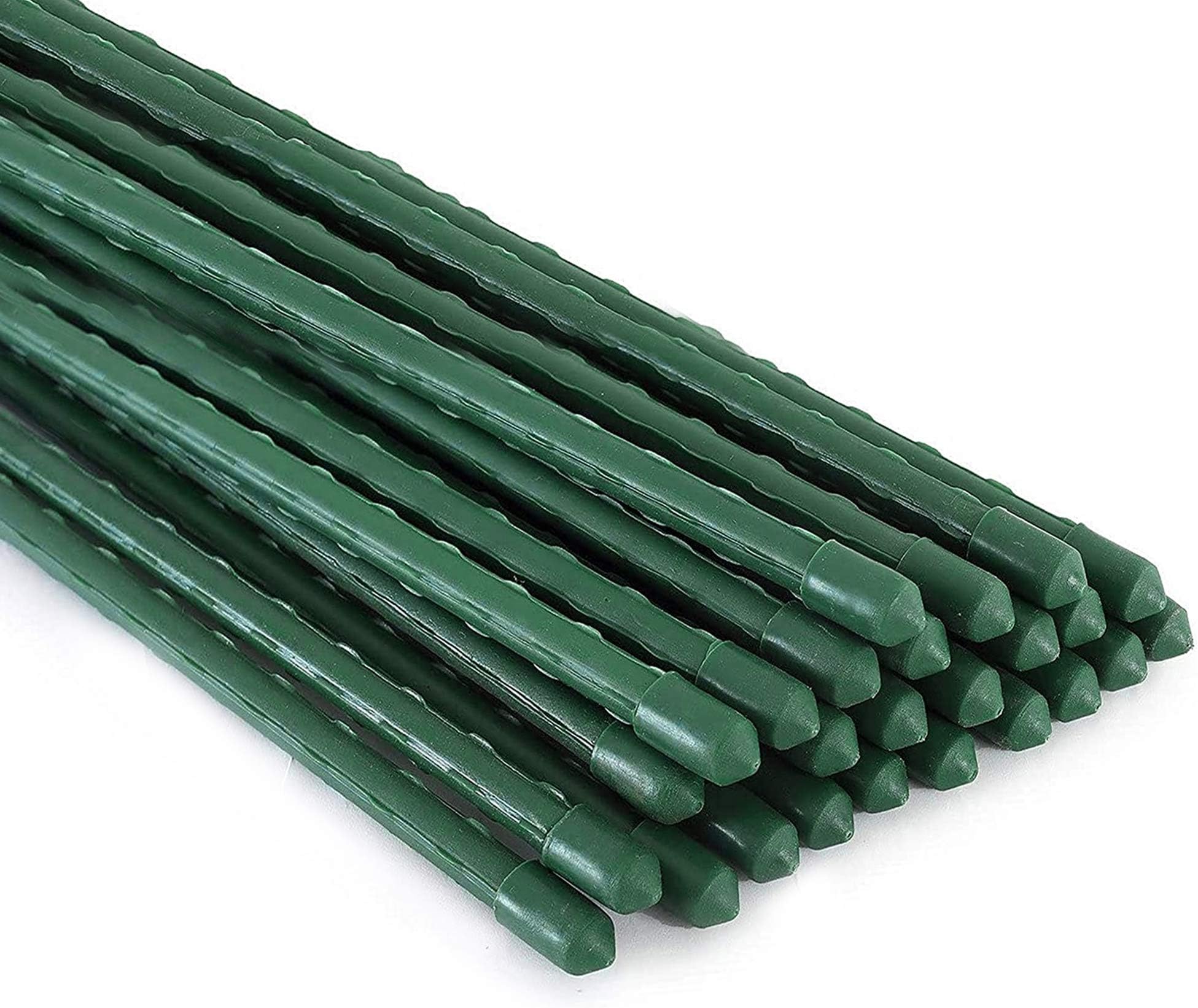 Garden Stakes, 25 Pack 4 Ft Steel Plant Garden Tomato Stakes with Plastic Coat for Climbing Plants (25 Pack 48 Inch)