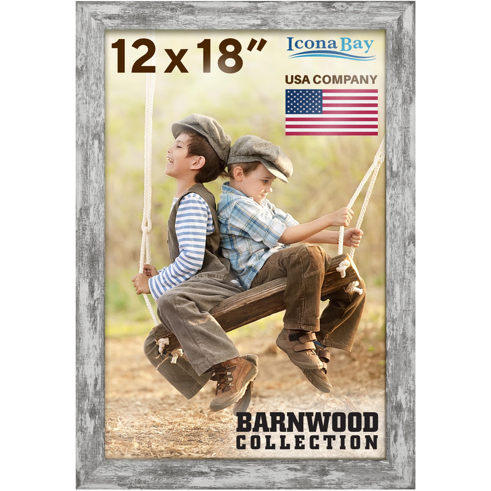 Cadre photo 30,5 x 45,7 cm en bois rustique pour fixation murale Barnwood