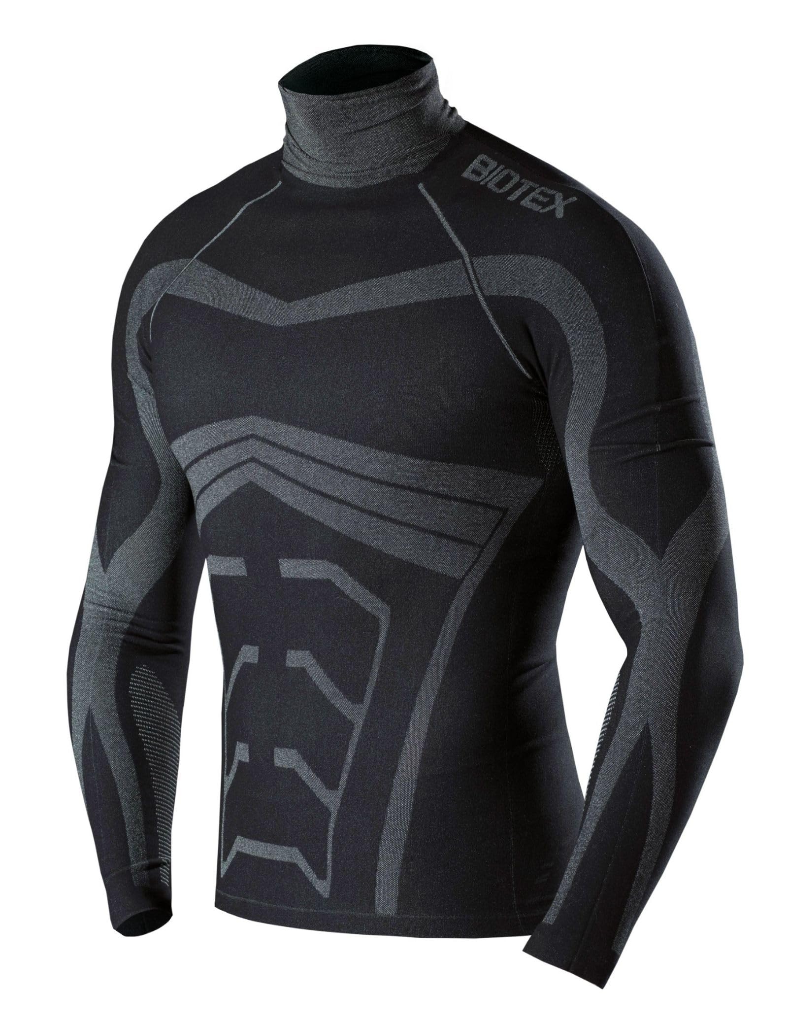 BIOTEX Lupetto Limitless per Ciclismo e Running, Traspirazione Costante, Maglia Termica a Collo Alto Senza Cuciture, Nero