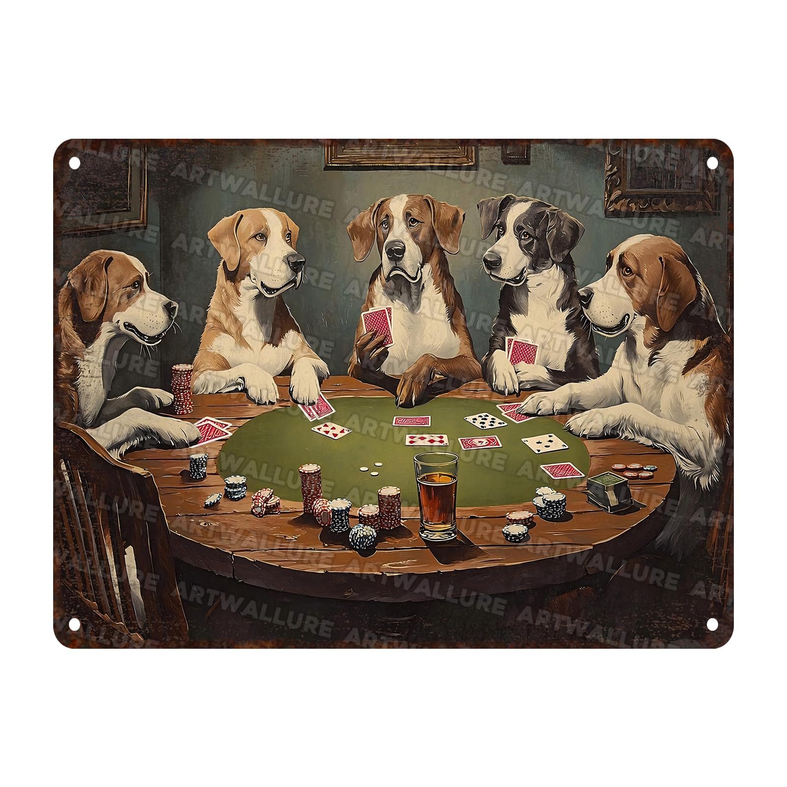 Dog Vintage Tin Sign Funny Dogs Playing Poker Sign Metal Signs for Home Decor Use Indoor Outdoor Sayings Funny Signs 12x16inch