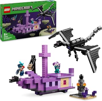 LEGO Minecraft Rare Dragon and End Ship Adventure Games for Kids Ages 21264-8 and Over Creative Toy Making Set Based on Minecraft Video Game, Birthday Gift (657 Pieces)