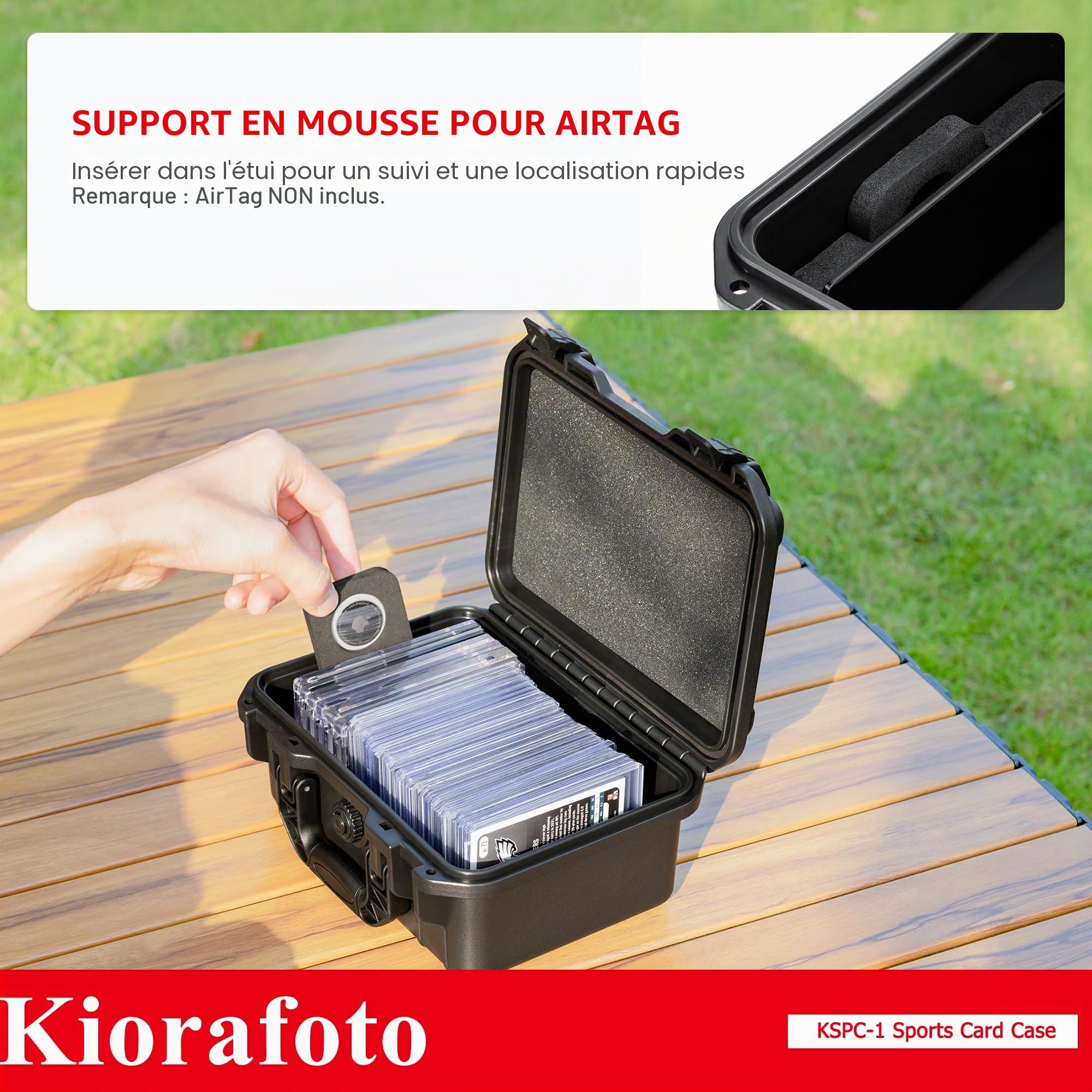 Kiorafoto Boîte de Cartes Gradées, IP67 Boîtier de Carte de Transaction Étanche, Compatible avec 100 + 3 "x 4" 35pt Toploader ou 15 + 180pt One Touch Boîtier de Carte Magnétique avec des Étiquettes