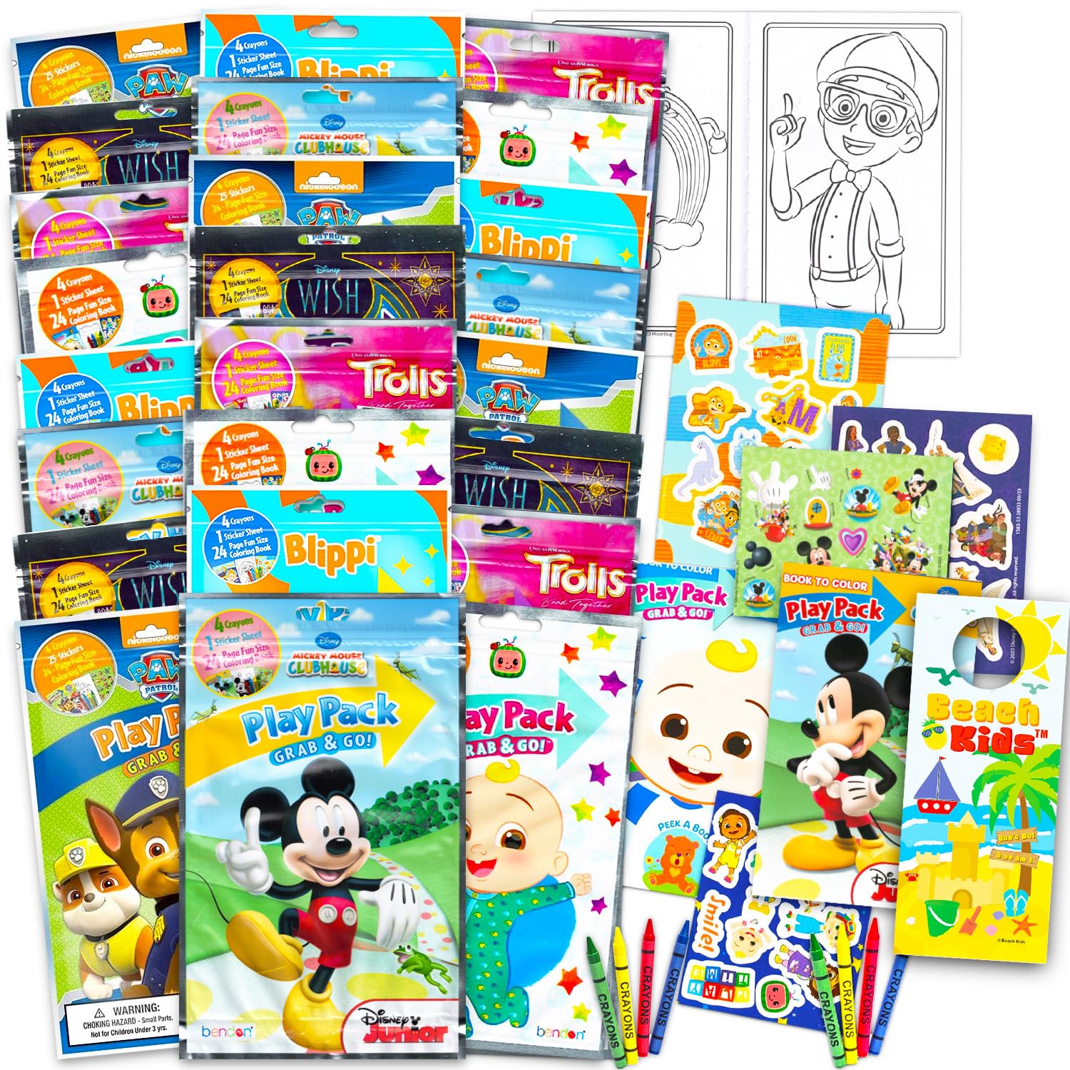 Disney 24 Spielpackungen für Kinder-Partygeschenke – Großpackung sortierte Spielpackungen mit Mini-Malbüchern, Aufklebern, mehr für Jungen und Mädchen