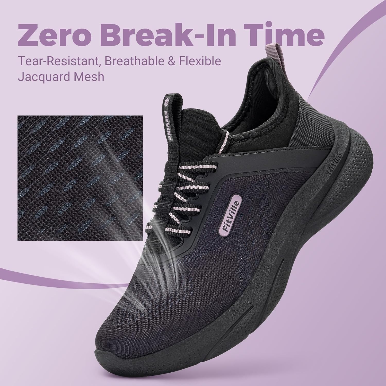 FitVille Extra Wide Shoes for Women, Hands Free Slip On Sneakers Lightweight Wide Walking Shoes Arch Support Comfortable Orthopedic Shoe for Standing All Day - ZephyrLite V4 - Image 2