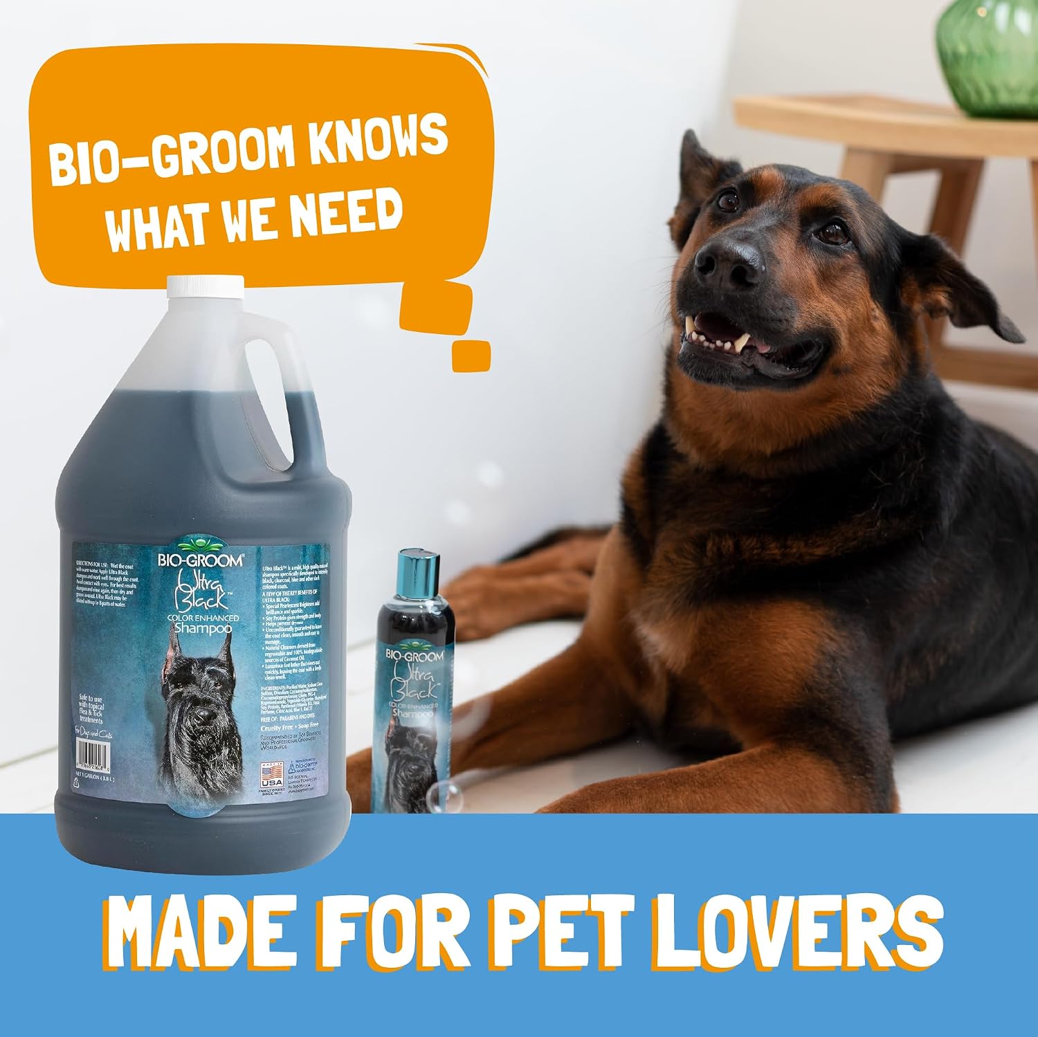 Bio-Groom Ultra-Black Dog Shampoo - Color Enhancing Pet Shampoo, Dog Bathing Supplies, Puppy Wash, Grooming Supplies, Cruelty-Free, Made in USA, Coat Brightener - 1 Gallon