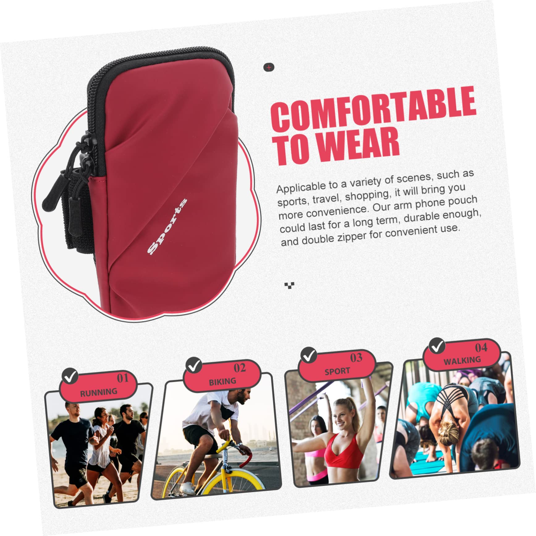 Gatuida 4pièces De Sport pour Téléphone Portable Brassard De Course Étanche avec Double Zip pour Arm Pouch pour Jogging Et Activités Extérieures