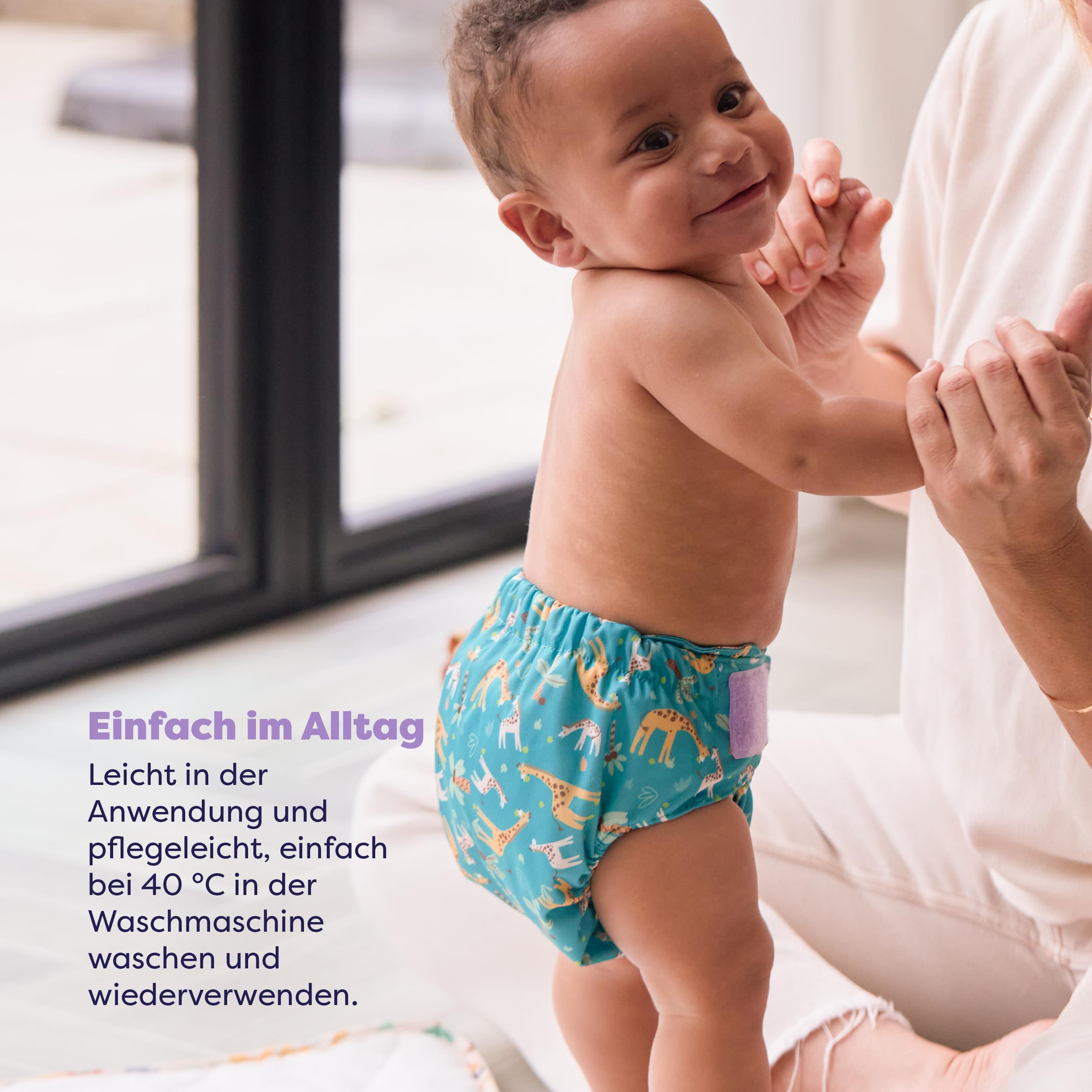 Bambino Mio 5er-Pack revolutionäre wiederverwendbare Windeln – (WILDTIERE) Stoffwindeln, Geburt bis zum Töpfchentraining | Chemikalienfreie, verstellbare, waschbare mit Bambus-Einlage