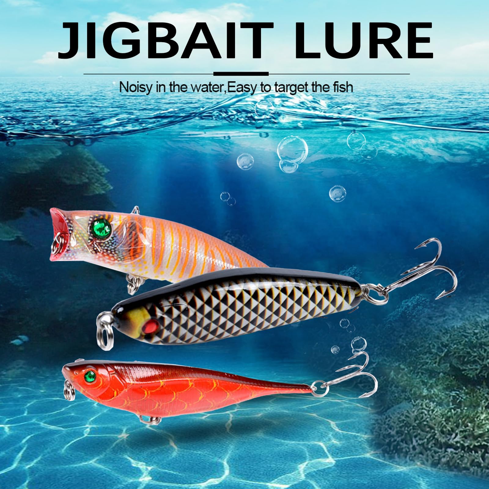 RoseFlower Señuelos de Pesca Spinning Mar, Minnow Crankbait Biónico Artificial Cebo Blando Jigging Atun para Black Bass Pesca Lucio Perca Trucha