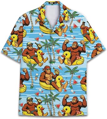 Funny Independence Day Pattern Hawaiian Shirts for Men 4th of July Mens Hawaiian Shirts Short Sleeve Button Down Shirt