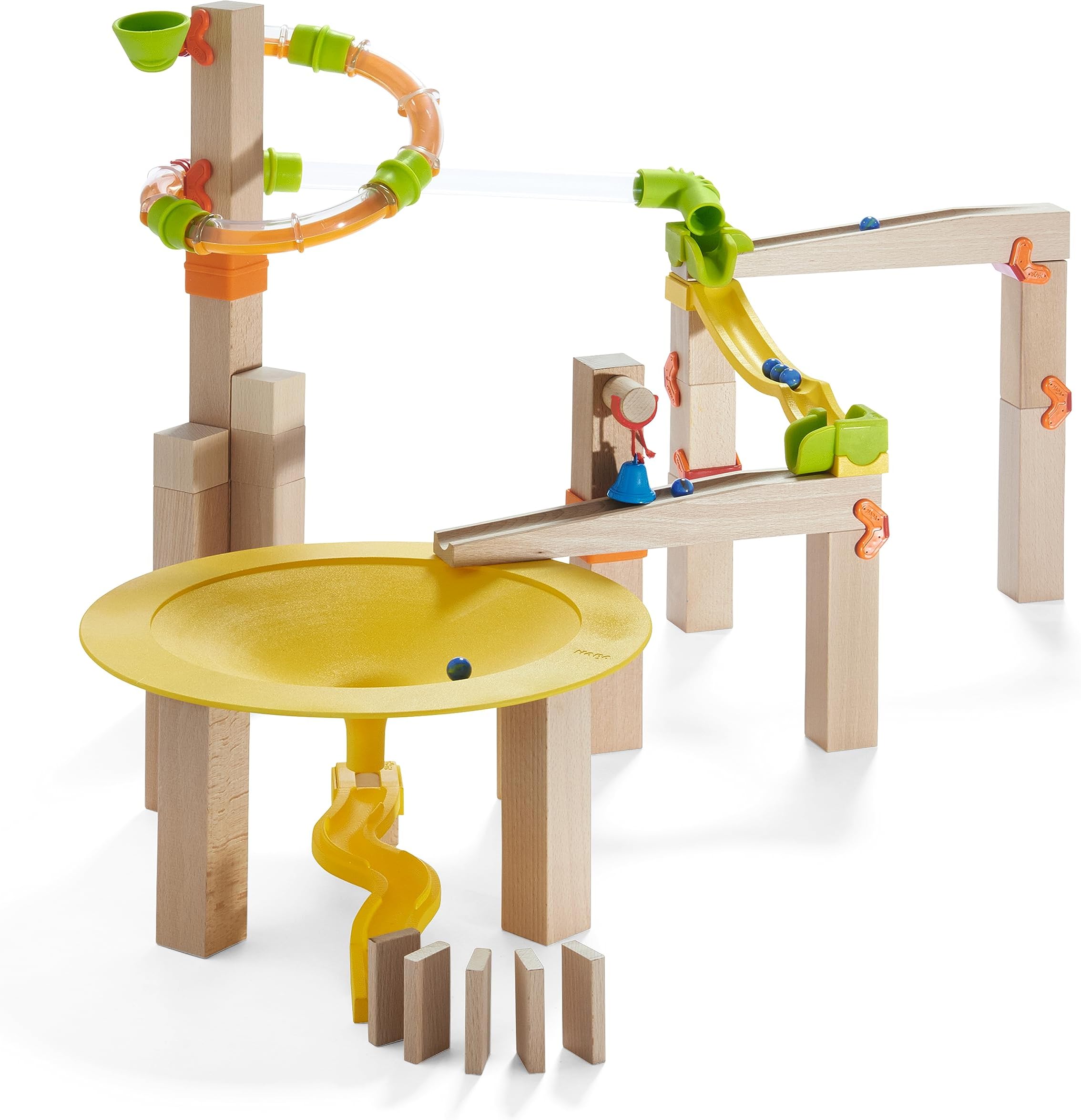 Ball Track Basic Pack Funnel Jungle - Wooden Marble Run with Plastic Elements (Made in Germany)