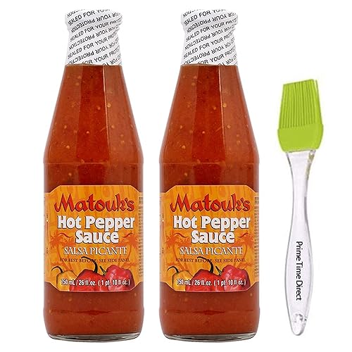 Miniatura 1 de Matouks salsa de pimienta picante 26 onzas paquete de 2 paquete con cepillo de silicona PrimeTime Direct en una caja sellada PTD