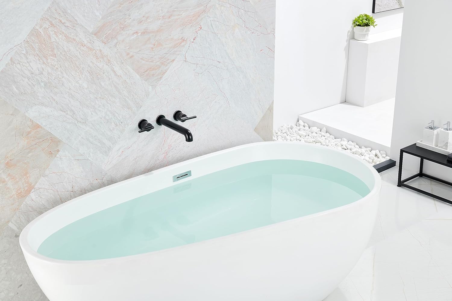SITGES Solid Brass Wall Mount Tub Filler,10" Long Spout Reach Wall Mount Bathtub Faucet with Two Lever Handles,High Flow Bathtub Faucet Set with Rough-in Valve Included,Oil Rubbed Bronze
