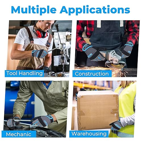 Miniatura 6 de Handlandy - Guantes de trabajo para hombre y mujer, para mecánicos, de seguridad, de uso general, aptos para pantalla táctil, guantes de trabajo de