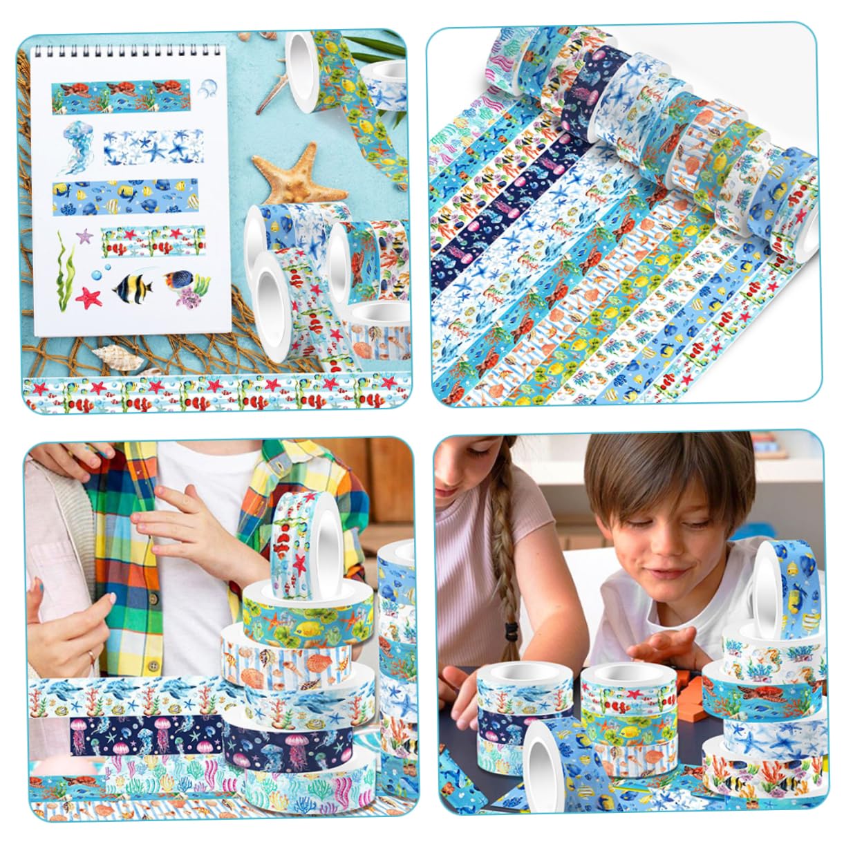 NUOBESTY 5 Pegatinas Washi Tape De Animales Marinos Para Proyectos Creativos Decoración De Diarios