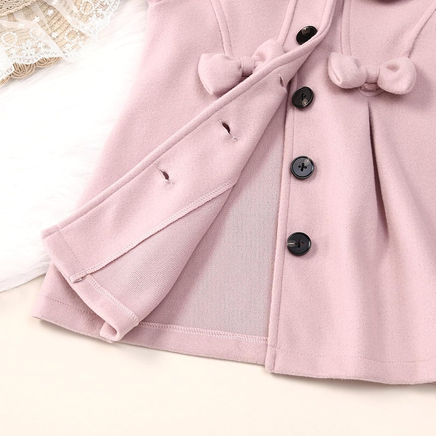 Toddler Baby Girl Dress Coat Lapel Button Jackets Clothes Long Sleeve Solid Color Fall Winter Outfit - Image 7