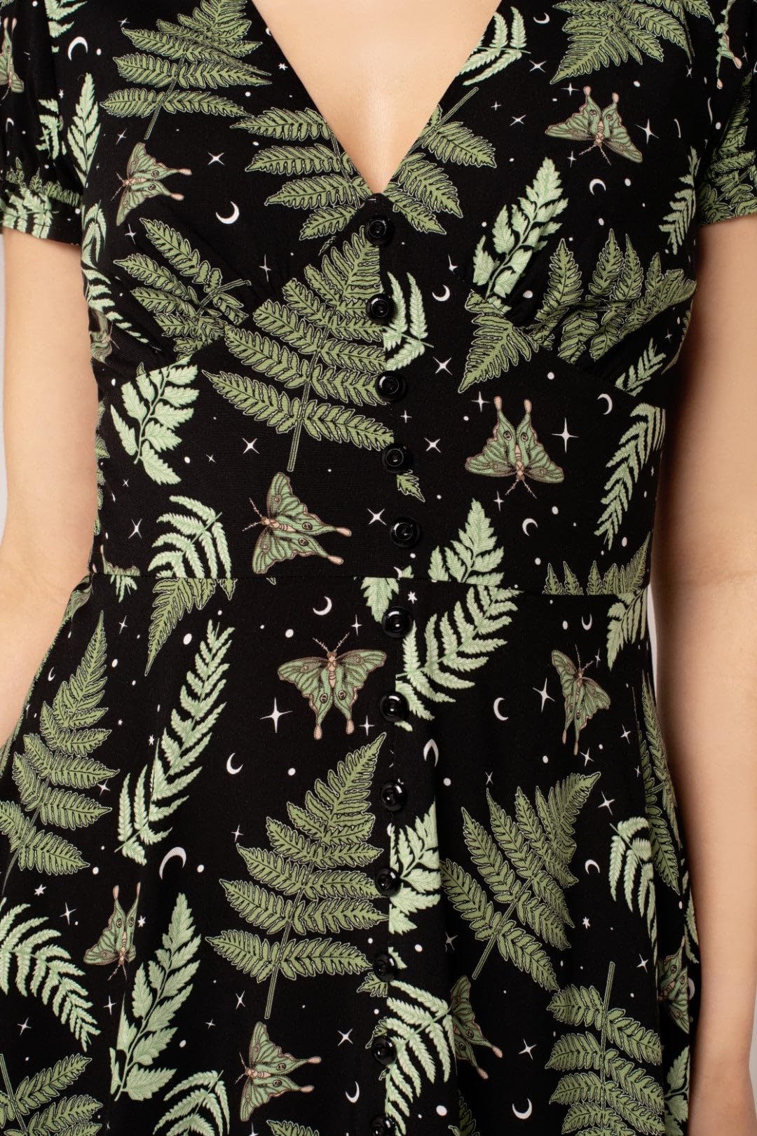 Hell Bunny Gaia Dress Mujer Vestido Largo Negro-Verde 100% Viscosa
