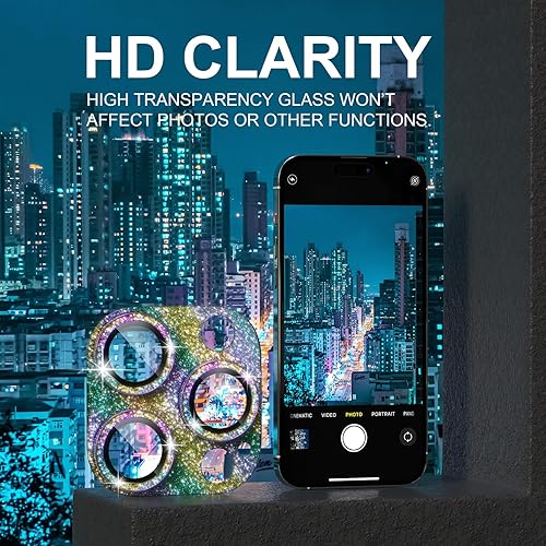 Miniatura 6 de Choiche Compatible con iPhone 15 ProiPhone 15 Pro Max, protector de lente de cámara brillante con protector de pantalla de lente de vidrio templado